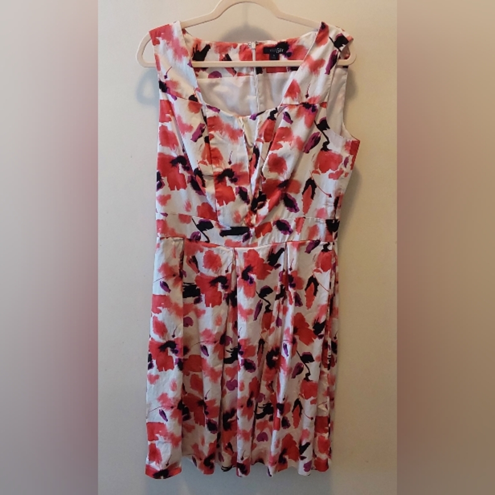 East 5th Vibrant Red and Black Floral Dress